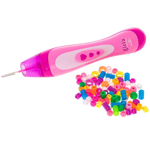 Rózsaszín gyöngyfűző hajfonógép készlet 78 db gyönggyel, 22 cm