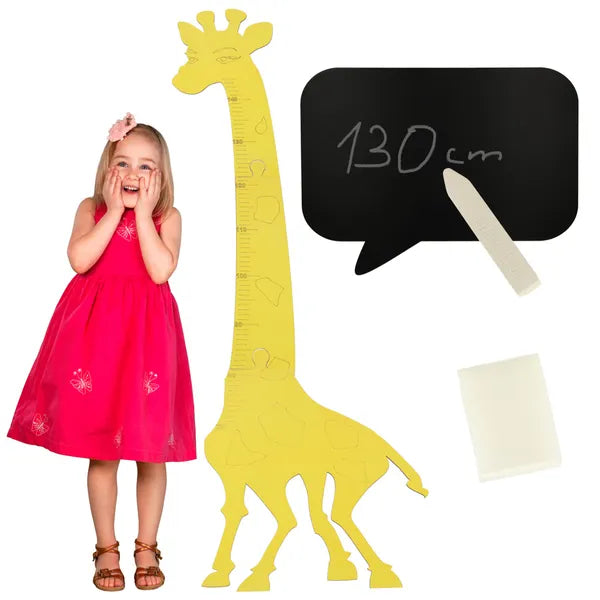 Fa zsiráfa magasságmérő gyerekszobába, 125 cm, sárga
