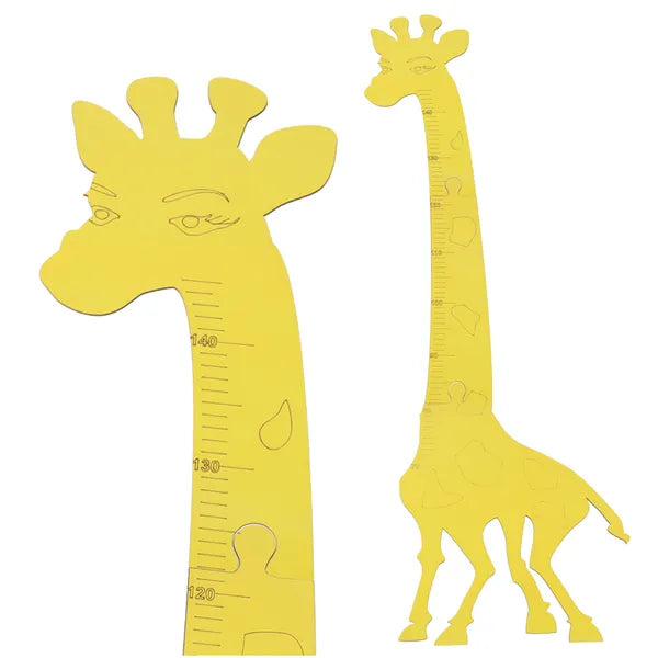 Fa zsiráfa magasságmérő gyerekszobába, 125 cm, sárga