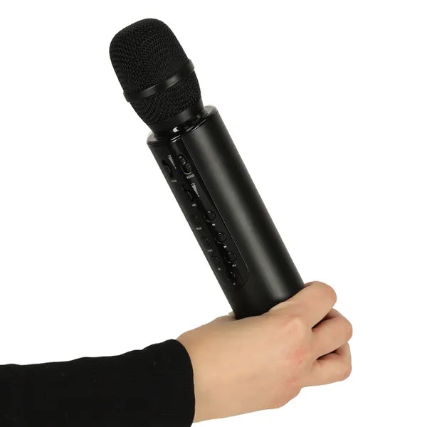 Vezeték nélküli karaoke mikrofon Bluetooth hangszóróval 2000 mAh, SD/USB, fekete