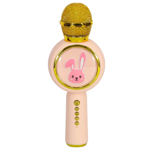Vezeték nélküli karaoke mikrofon Bluetooth 5.1, nyuszi dizájn, rózsaszín