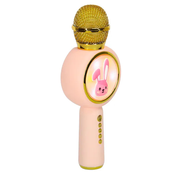 Vezeték nélküli karaoke mikrofon Bluetooth 5.1, nyuszi dizájn, rózsaszín