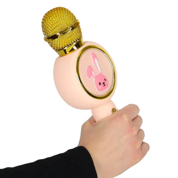 Vezeték nélküli karaoke mikrofon Bluetooth 5.1, nyuszi dizájn, rózsaszín