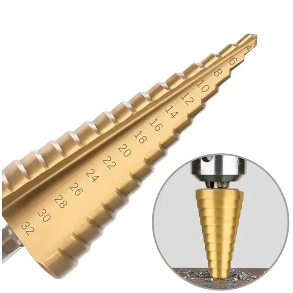 3 részes HSS lépcsős fúrószár készlet 4–32 mm titánbevonattal HEX