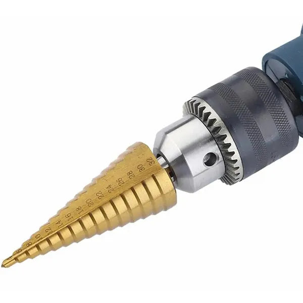 3 részes HSS lépcsős fúrószár készlet 4–32 mm titánbevonattal HEX