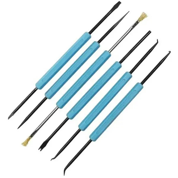 6 részes precíziós kaparó- és kampószerszám készlet elektronikához, 18 cm