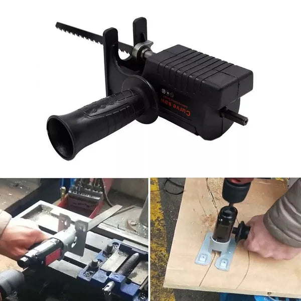 Szúrófűrész adapter fúrógéphez, 7 mm szár, oldalfogantyú, 3 fűrészlap