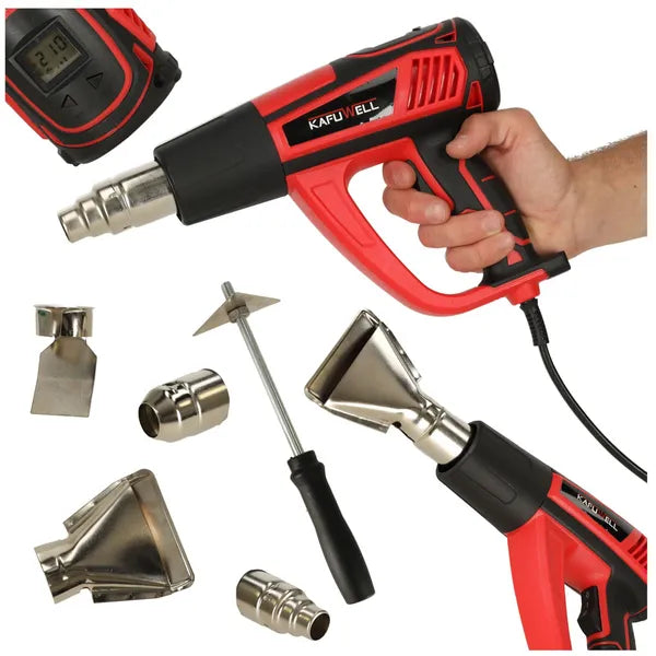 Elektromos hőlégfúvó, 1850 W, 50-600 °C, 300-500 l/perc, 4 fúvóka