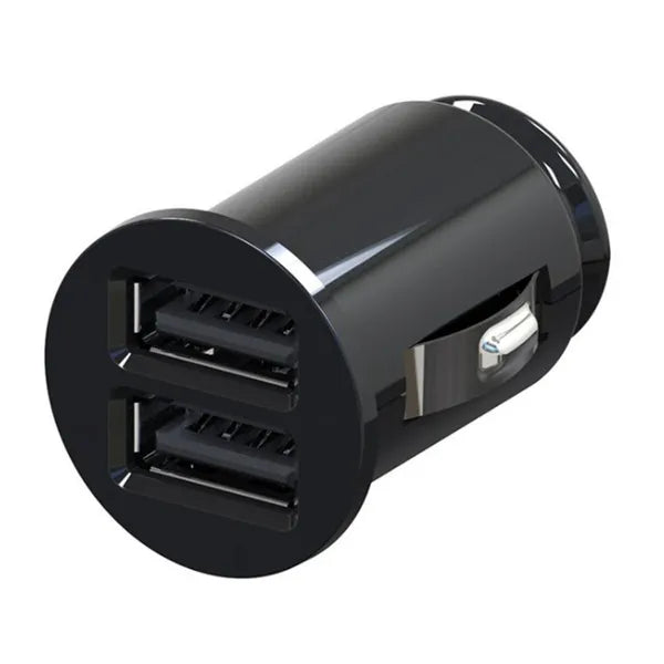 Dupla USB autós töltő 2,1A/1A, 12V, fekete, kompakt