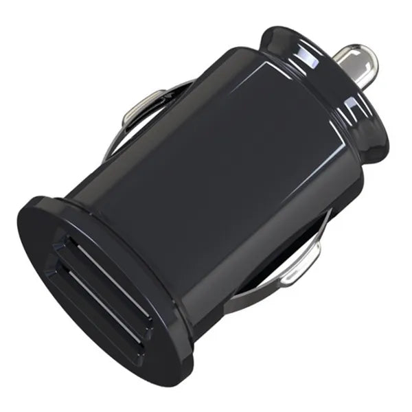 Dupla USB autós töltő 2,1A/1A, 12V, fekete, kompakt