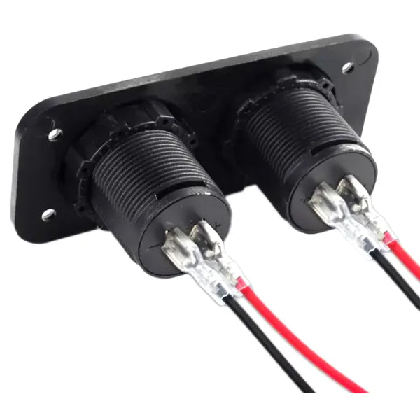 Autós 12-24V beépíthető szivargyújtó aljzat 2×USB 5V 3.1A, voltmérővel, fekete
