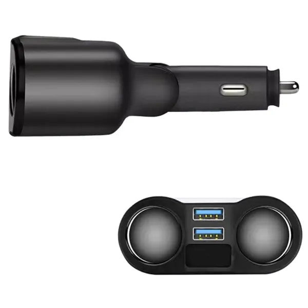 Autós 12/24V szivargyújtó elosztó, 2 aljzat + 2×USB 3,1 A, beépített voltmérő