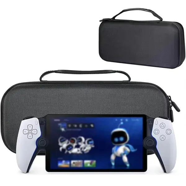 Fekete EVA keménytok PlayStation Portal konzolhoz, cipzáras