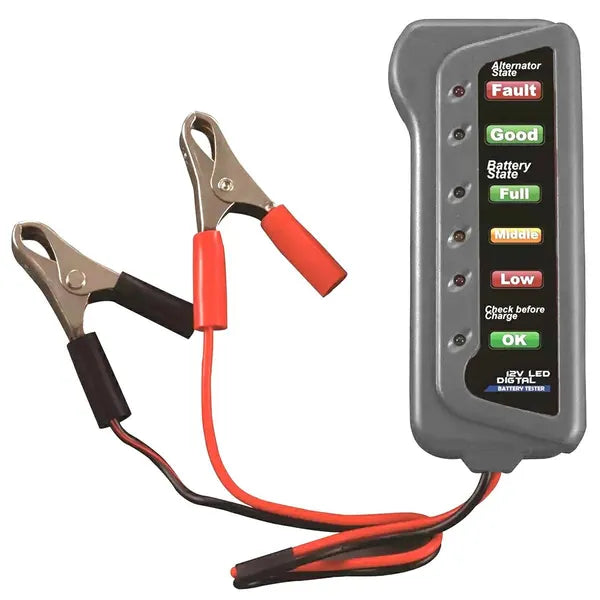 Kompakt 12 V autó akkumulátor teszter LED kijelzővel, 25 cm kábel