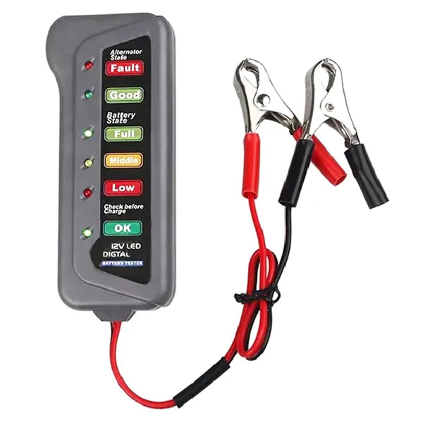 Kompakt 12 V autó akkumulátor teszter LED kijelzővel, 25 cm kábel