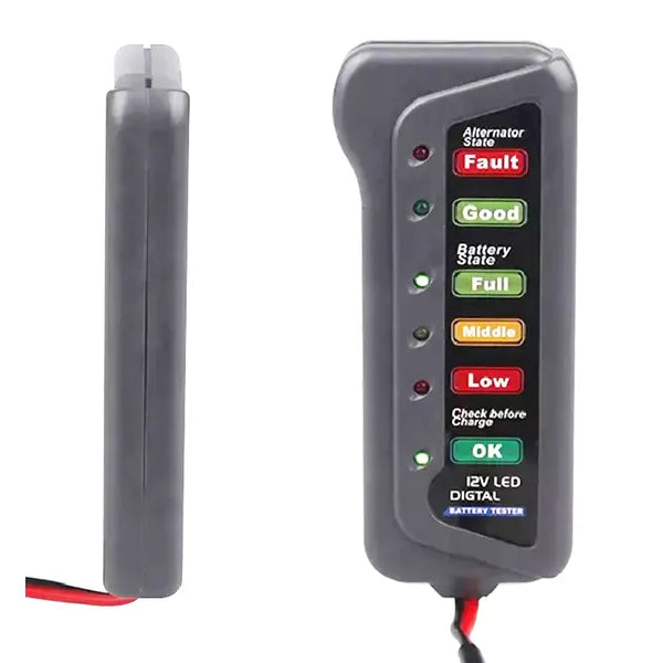 Kompakt 12 V autó akkumulátor teszter LED kijelzővel, 25 cm kábel