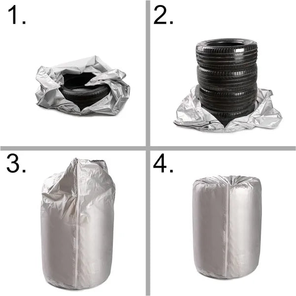 Vízhatlan autógumi-takaró cipzárral, ezüst, 13–17 col