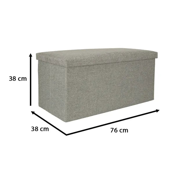 Szürke, összehajtható tárolós puff 76×38×38 cm, 100 kg teherbírás