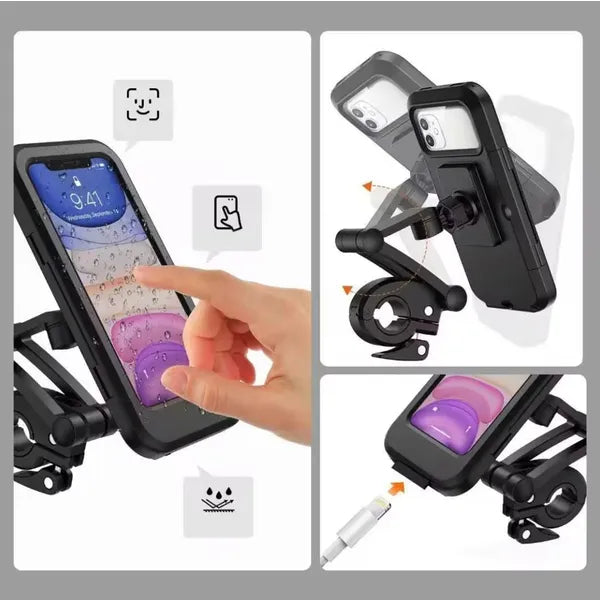 Vízálló univerzális kerékpár-telefontartó, 4,5–6,7”, 360°-os