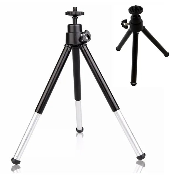 Mini alumínium fotóállvány, 23 cm max magasság, 1/4″ univerzális menet, fekete