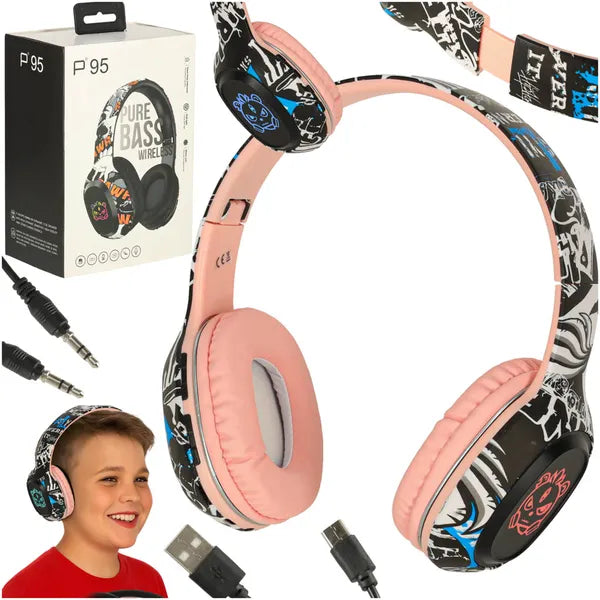 Vezeték nélküli Bluetooth 5.1 gamer sport fejhallgató, RGB, rózsaszín