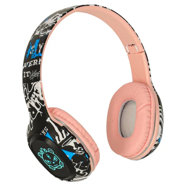 Vezeték nélküli Bluetooth 5.1 gamer sport fejhallgató, RGB, rózsaszín