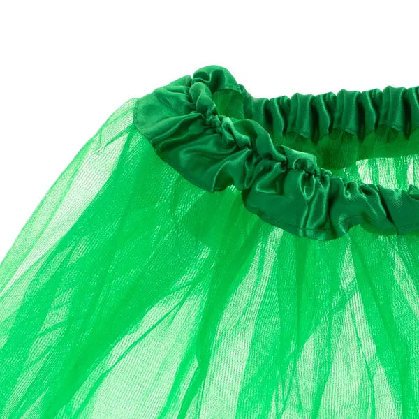 Gyerek 3 rétegű zöld tüll tutu szoknya jelmezekhez, állítható derékkal