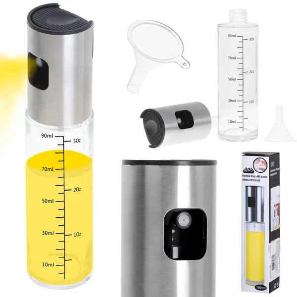 100 ml üveg olajspray skálával és rozsdamentes pumpával
