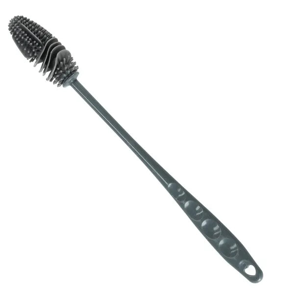 Szilikon palackmosó kefe, szürke, 28 cm – rugalmas tisztítókefe üvegekhez