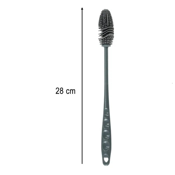 Szilikon palackmosó kefe, szürke, 28 cm – rugalmas tisztítókefe üvegekhez