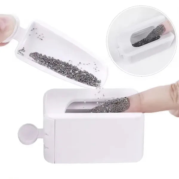 Akril csillámpor szóró tároló 2 fiókkal és tölcsérrel 8,7×4,1 cm