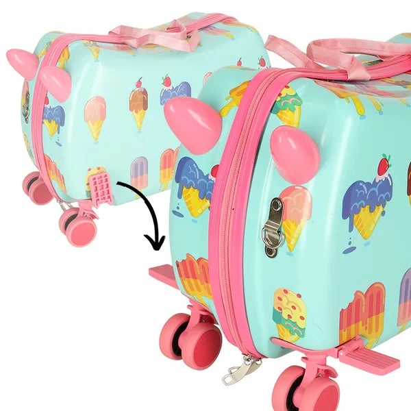 Gyerek ride-on kézipoggyász bőrönd fagylalt mintával, 45x31,5x22 cm