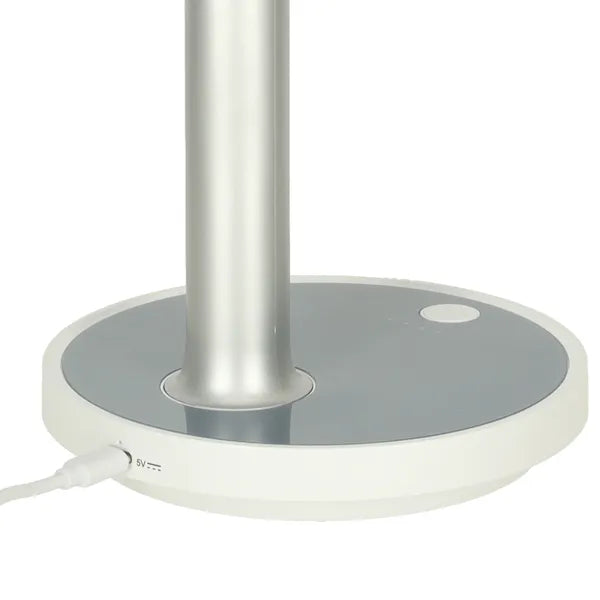 Akkumulátoros asztali ventilátor, USB-töltés, 4 fokozat, LED, 30-38 cm, fehér