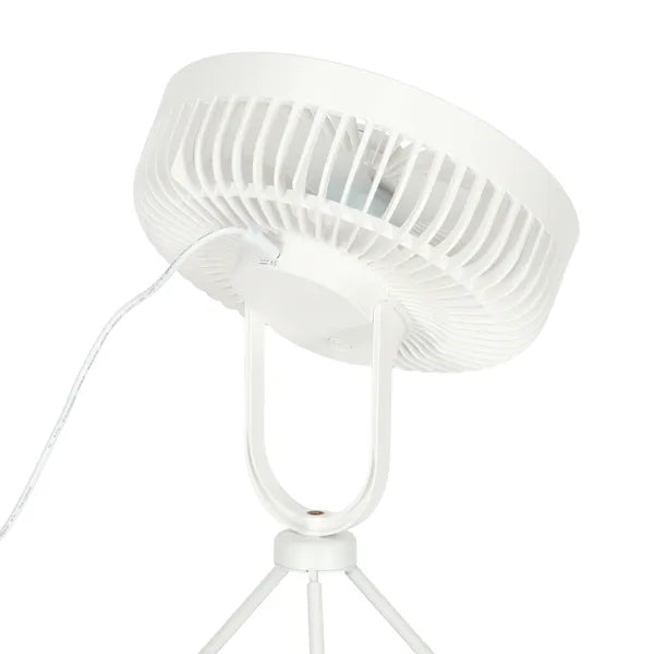 Vezeték nélküli asztali ventilátor, USB-C, távirányító, LED, 18 cm, fehér