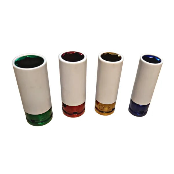 Nylon hüvelyes ütvecsavarozó dugókulcs készlet alufelnihez 17-22 mm, 4 db