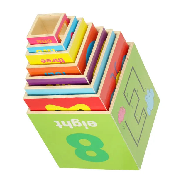 Fa Montessori torony formaválogató, 71 cm, 12 hó+