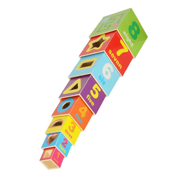 Fa Montessori torony formaválogató, 71 cm, 12 hó+