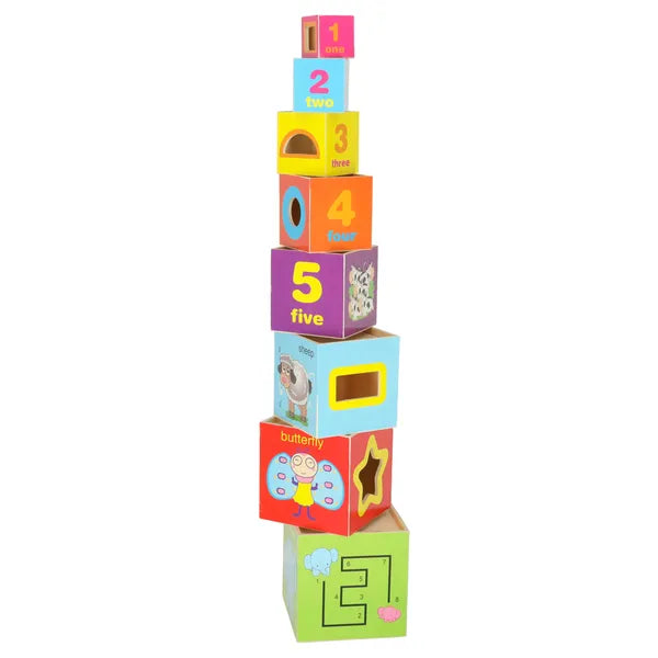 Fa Montessori torony formaválogató, 71 cm, 12 hó+
