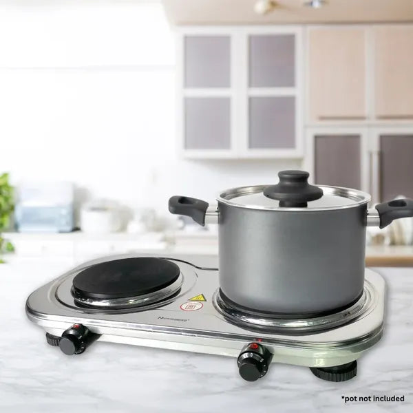 Rosenberg YQ-200D3 dupla elektromos inox főzőlap 2500 W, 155+185 mm