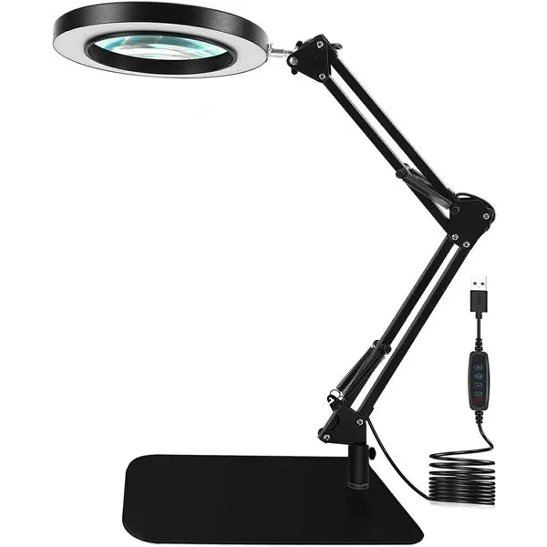 Asztali led nagyítós lámpa, állítható kar, 3x nagyítás, fehér fény