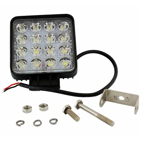 Munkalámpa LED 16x3W, 48 W, 4000 lm, IP65, 12-24 V, hideg fehér