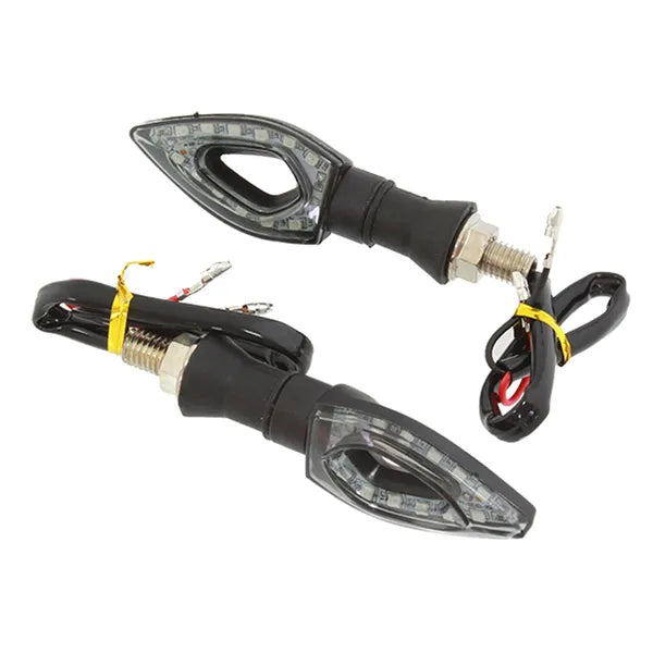 Motorkerékpáros LED irányjelző pár, 10×SMD, 12 V, M10 menet, fekete