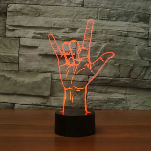 3D kéz alakú éjszakai fény, LED lámpa távirányítóval, USB