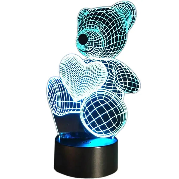 3D maci alakú éjszakai fény, LED lámpa színes háttérvilágítással, távirányítóval, USB