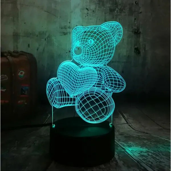 3D maci alakú éjszakai fény, LED lámpa színes háttérvilágítással, távirányítóval, USB