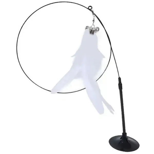 Macskajáték horgászbottal és tapadókoronggal, 95 cm, csengős tollal