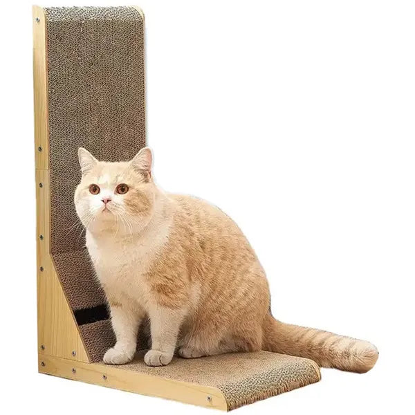 Sarok macskakaparó hullámkartonból, labdajátékkal, 50 cm