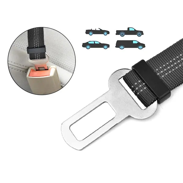 Biztonsági autós kutya póráz erős karabinerrel, 2.5 cm, fekete