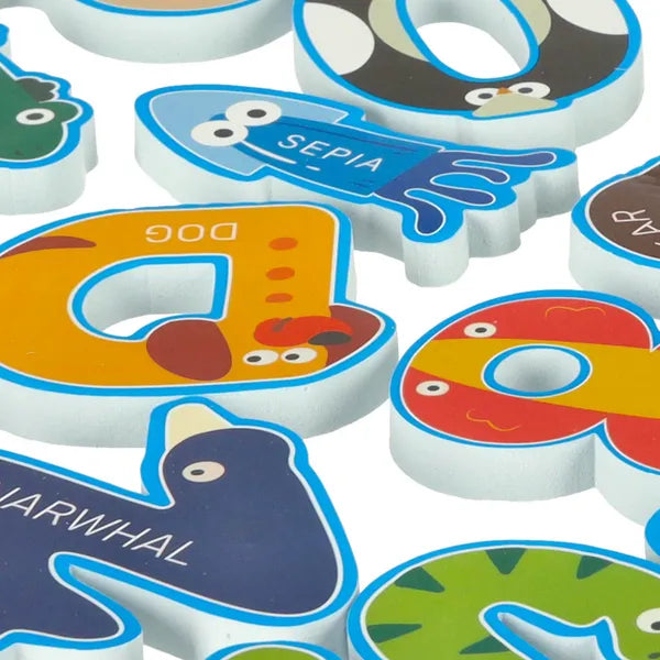 Szivacs hab fürdőpuzzle betűk és számok – 36 db, tapadó hálóval