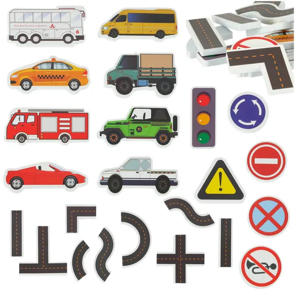 Habszivacs autós vízi puzzle fürdőjáték, 23 db